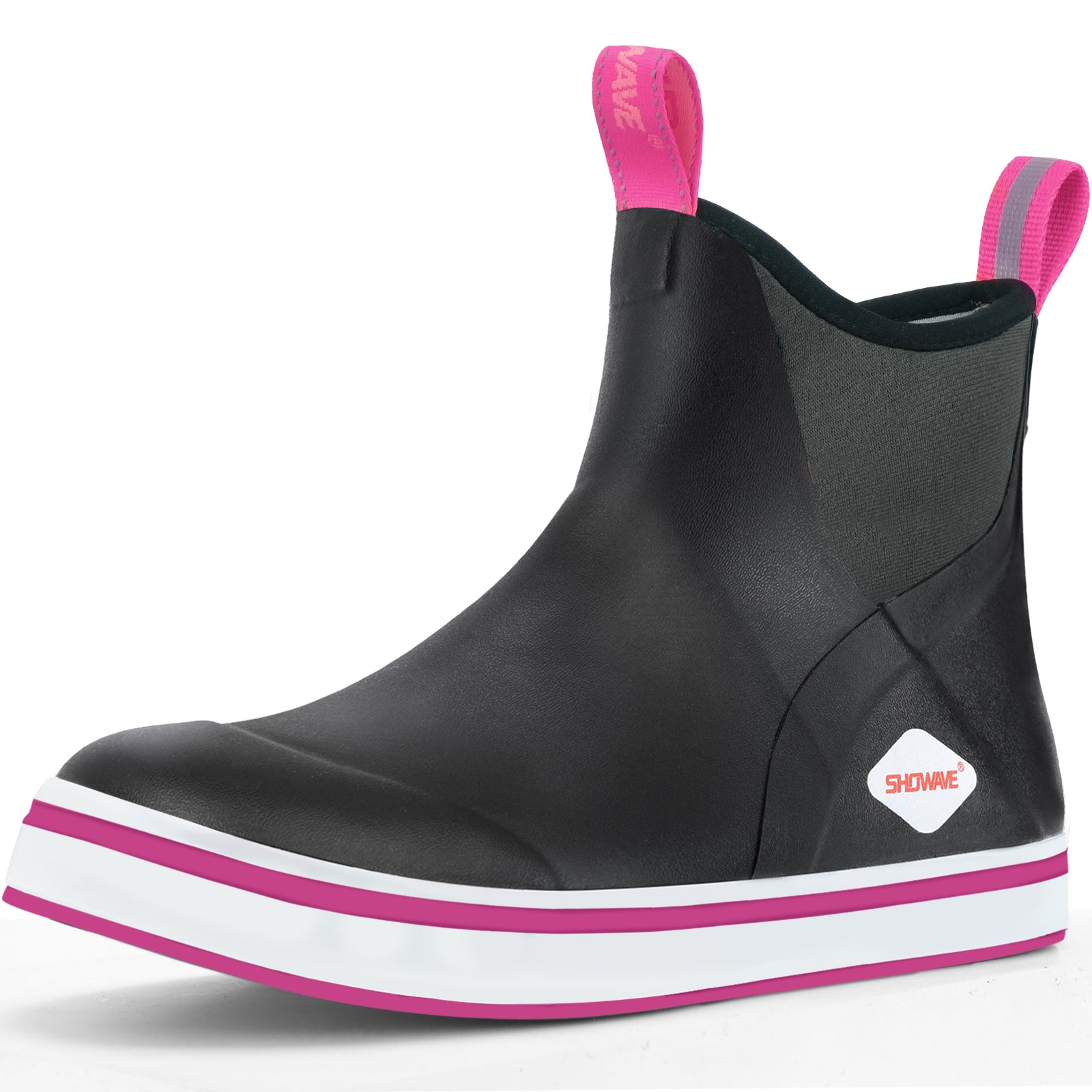 Showave Women's Waterproof Ankle Deck Boots – Non-Slip Rubber Rain Boots for Boating, Fishing & Gardening