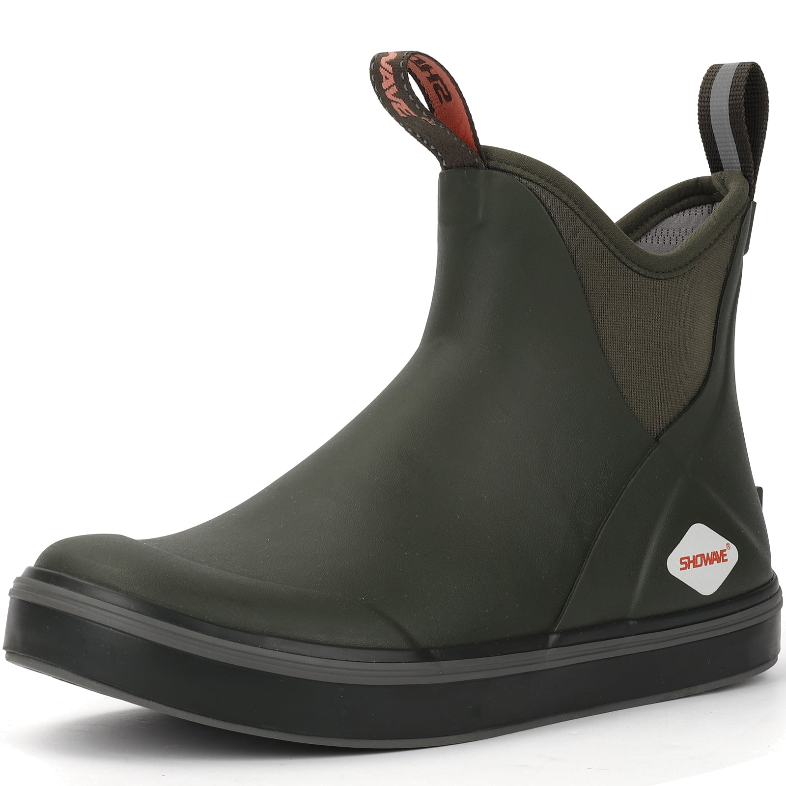 Showave Men's Deck Boots Waterproof Ankle Rubber Rain Boots Non-slip Boat Booties