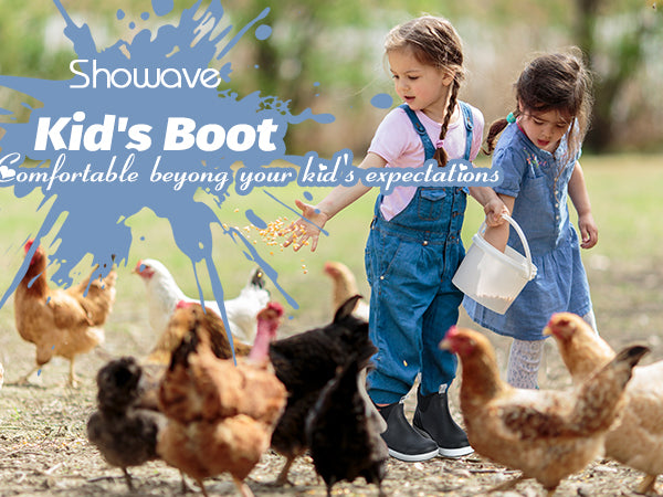 Showave Kid's Rain Boots – Waterproof Neoprene Ankle Boot