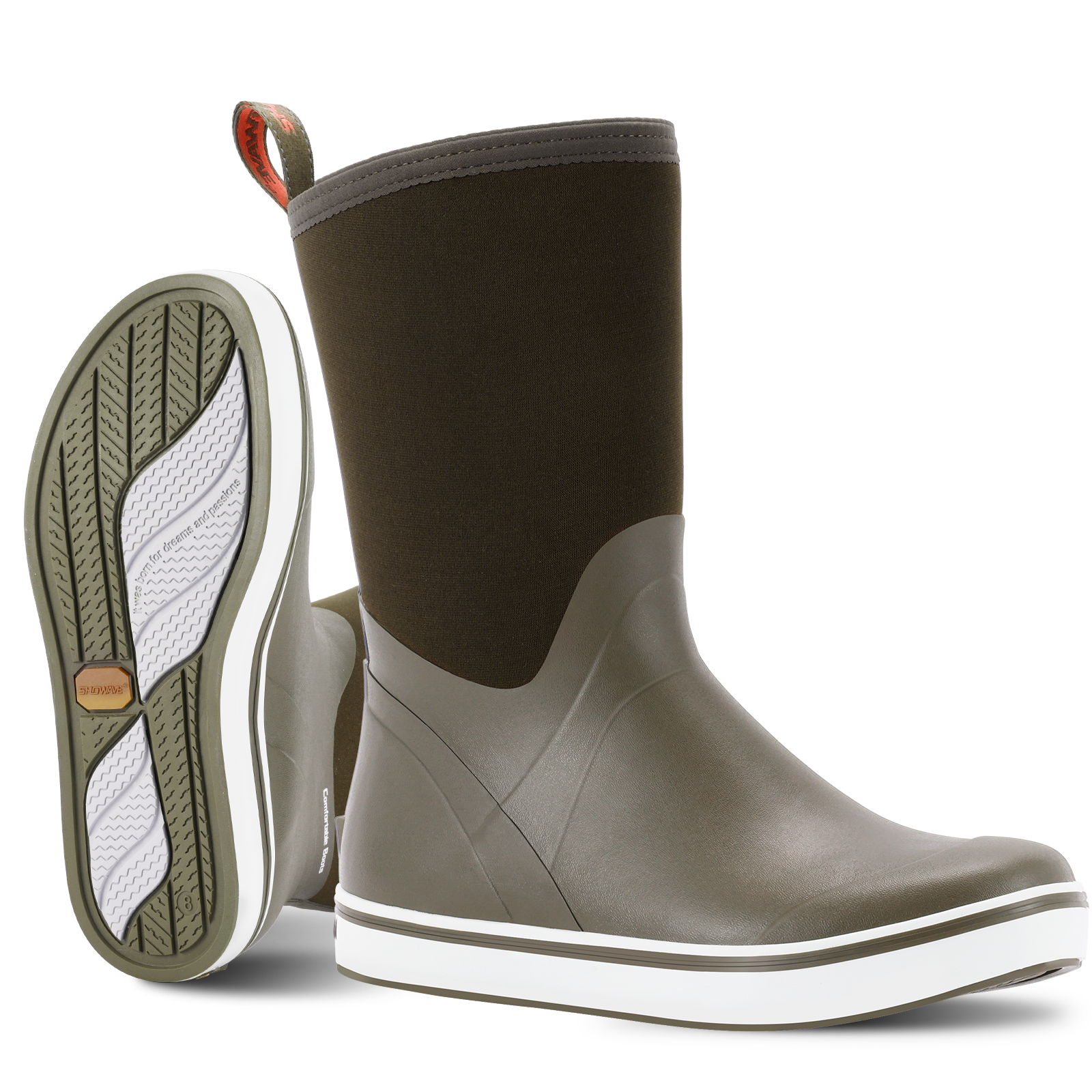 Showave Men's Deck Boots – Waterproof Mid-Calf Rain Boot