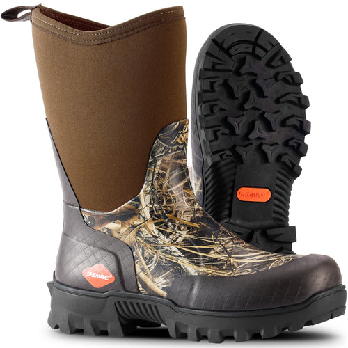 Showave Men's Mid Calf Waterproof Work Boots – Insulated Rubber Rain Boots