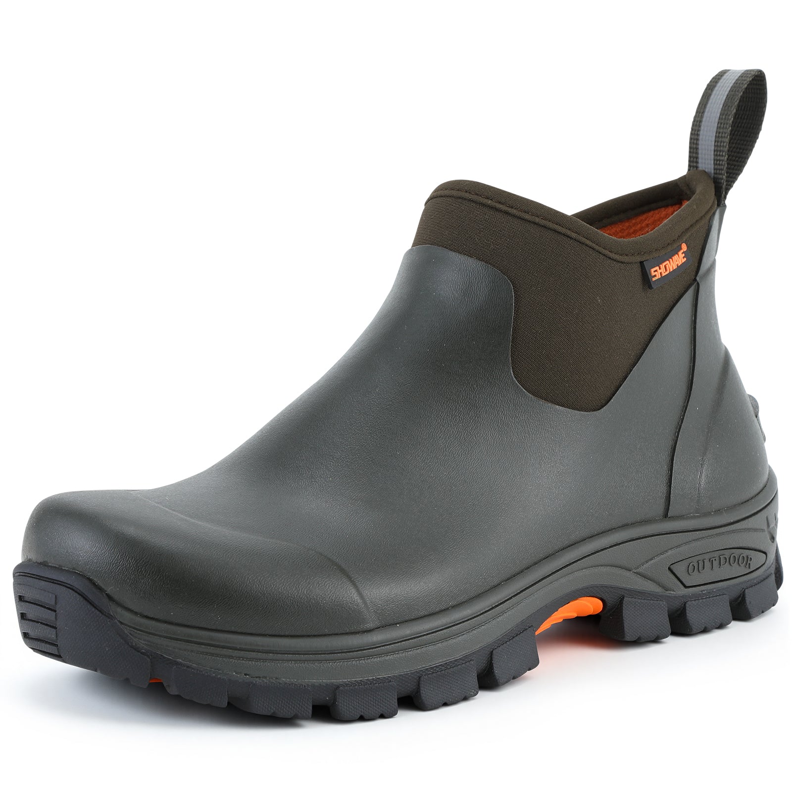 Showave Men's Excursion Ankle Rain Boots - Waterproof Rubber Mud Boot with Traction Lugs
