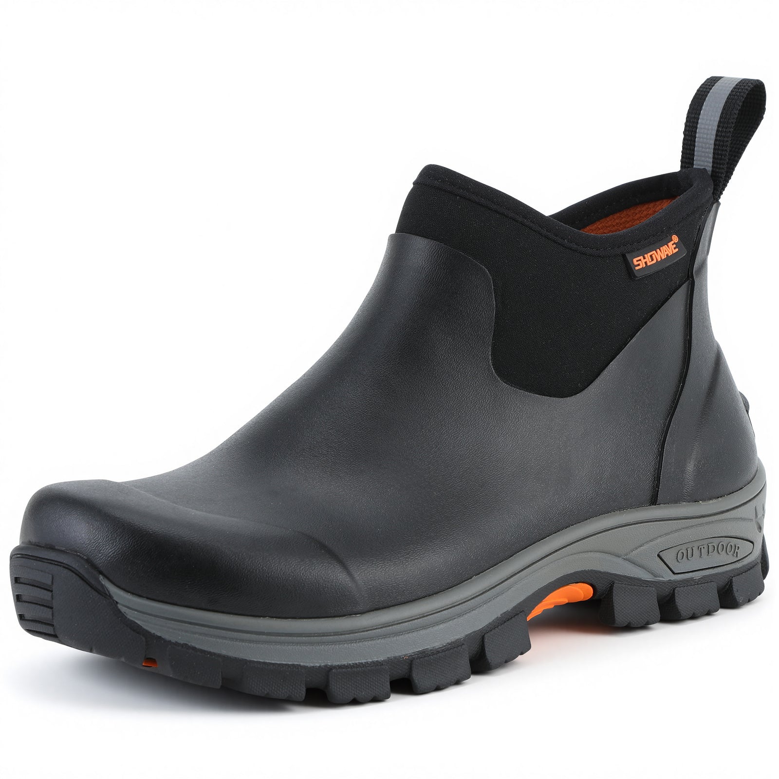 Showave Men's Excursion Ankle Rain Boots - Waterproof Rubber Mud Boot with Traction Lugs