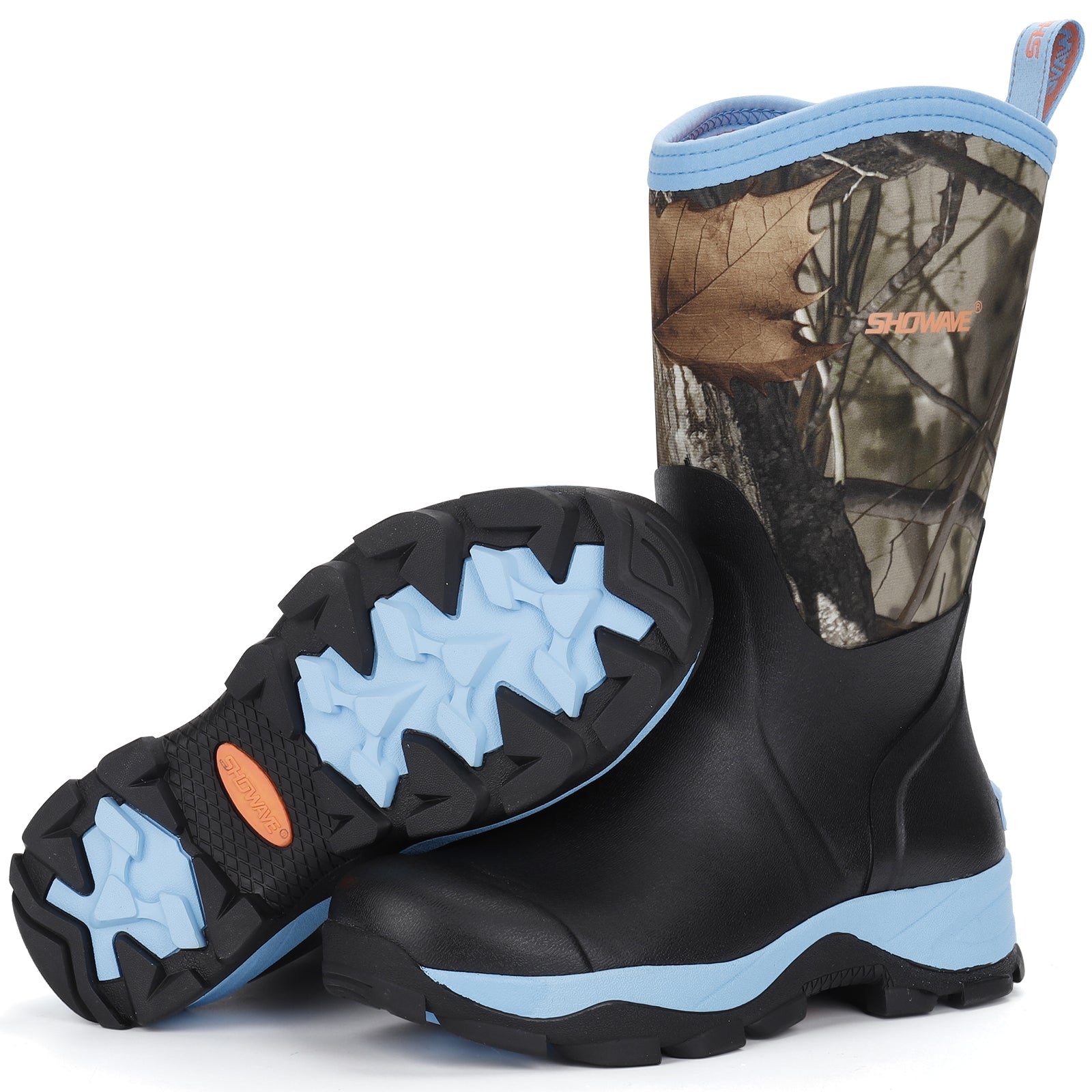 Showave Rubber Boots for Women Mid Calf Rain Boots Women Insulated Garden Boot Waterproof Durable Mud Boot for Hunting Farming Working