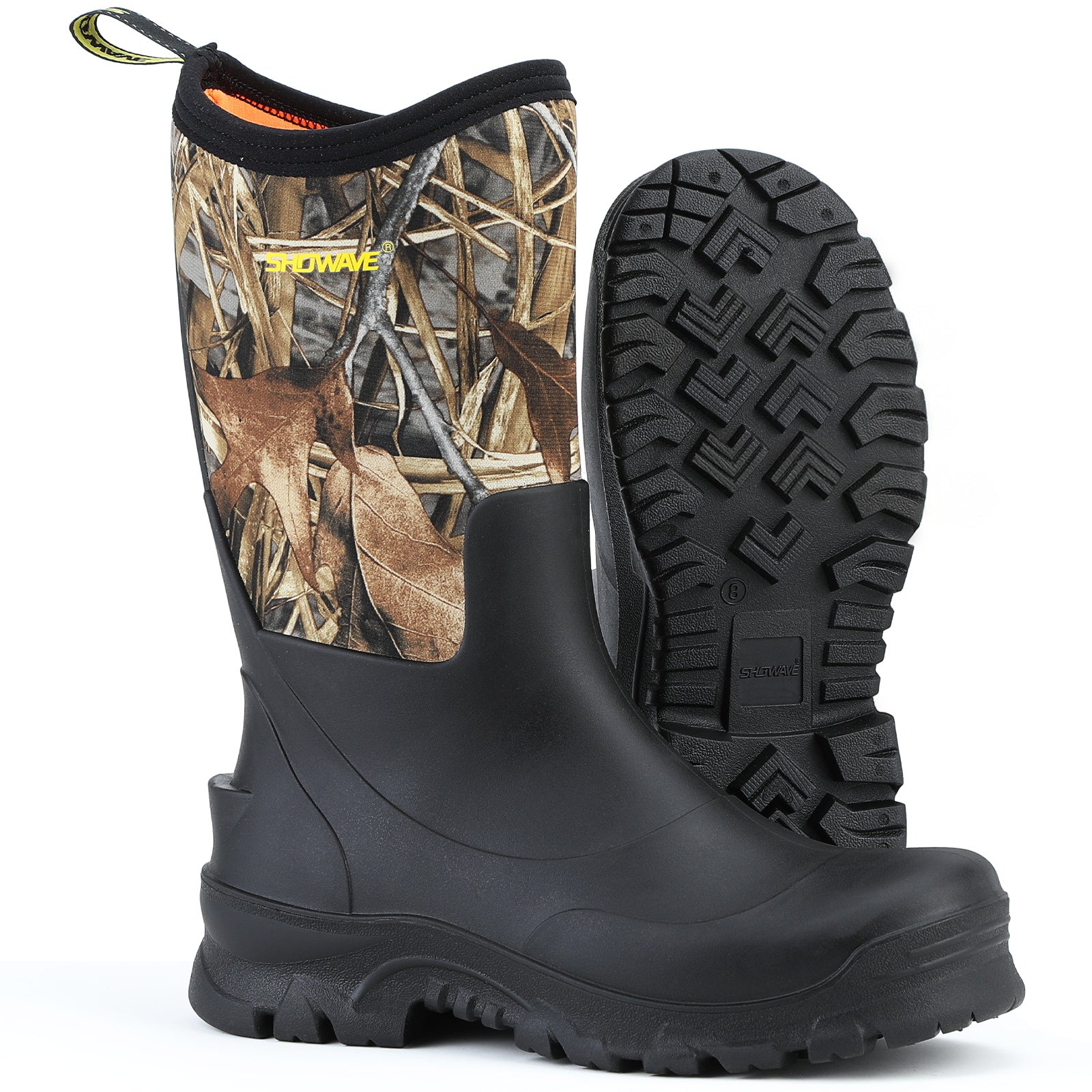 Showave Men's Rain Boots Mid Calf Mud Boot - Waterproof Insulated Rubber Boots for Gardening, Work & Outdoor