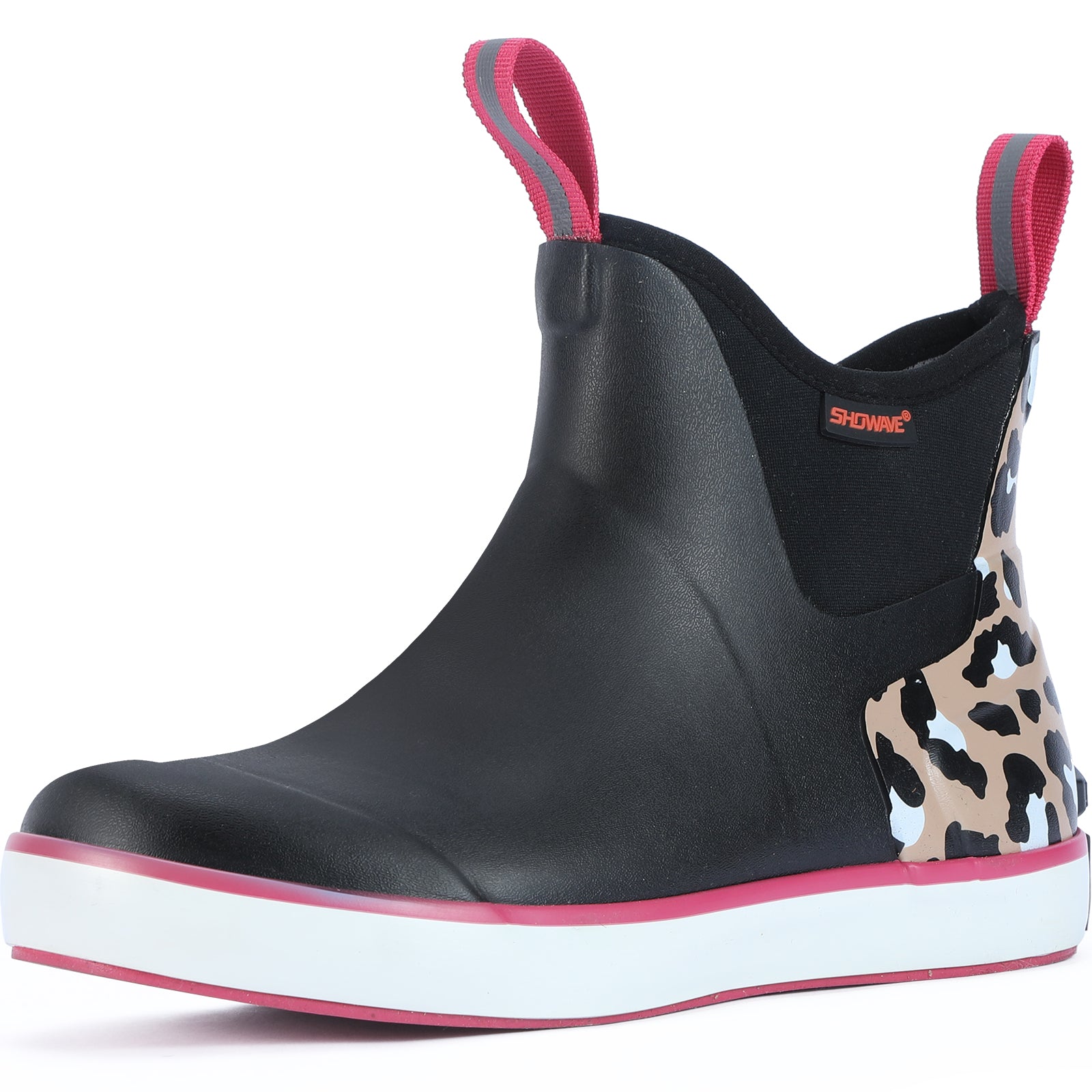 Showave Women's 6 Inch Ankle Deck Boots Waterproof Rain Footwear Rubber Mud Boots for Fishing Gardening Farming
