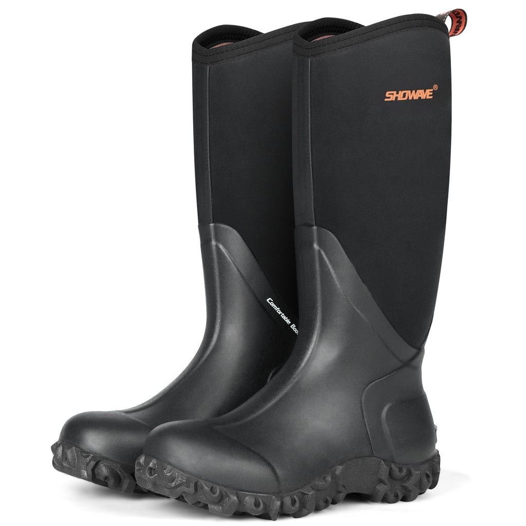 Showave Women's Tall Insulated Rubber Rain Boots – Waterproof Neoprene Mud Boot for Gardening Farming Fishing