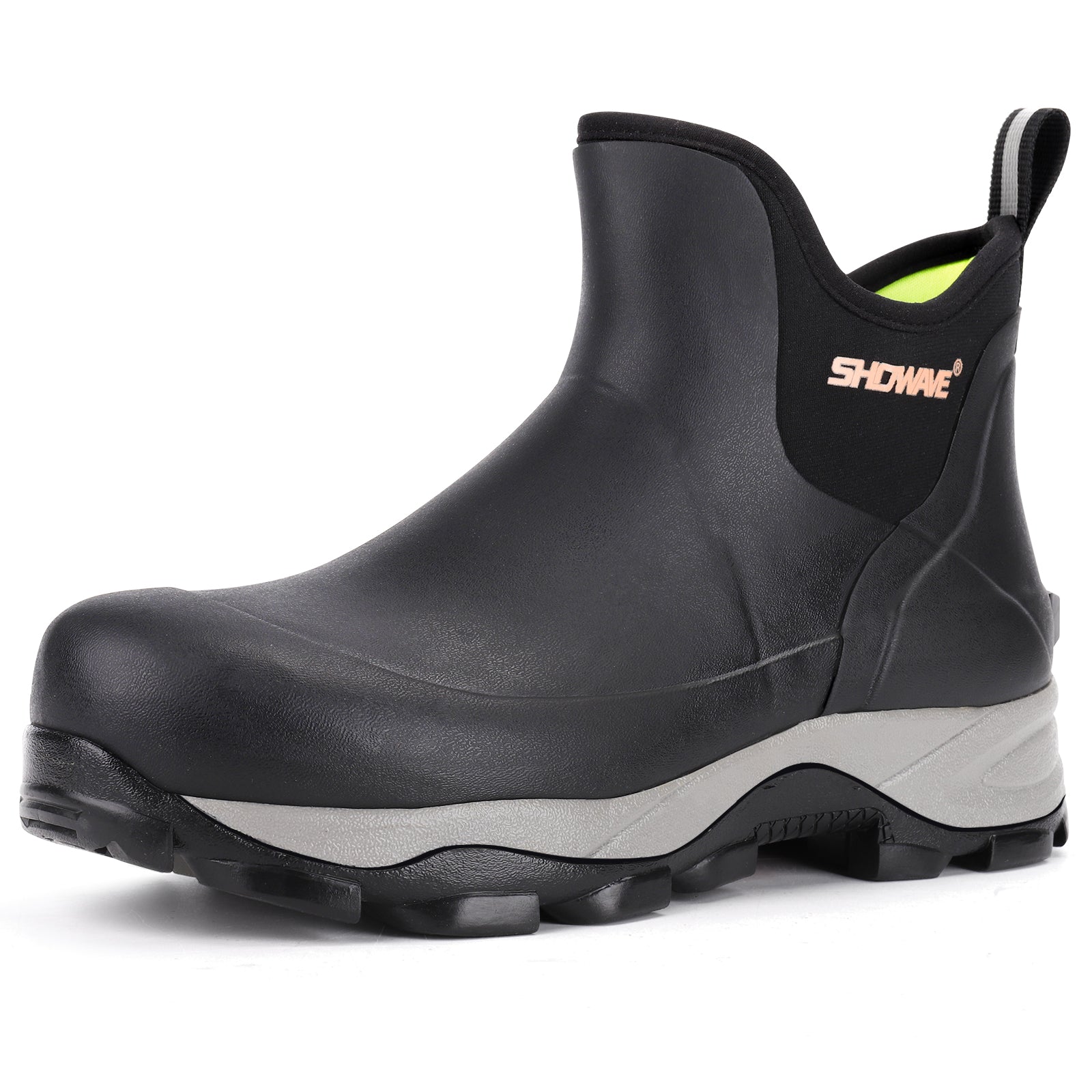 Showave Men's Rubber Boots Waterproof Rain Footwear Durable Short Hunting Boots for Mud Gardening Yard and Chore Working