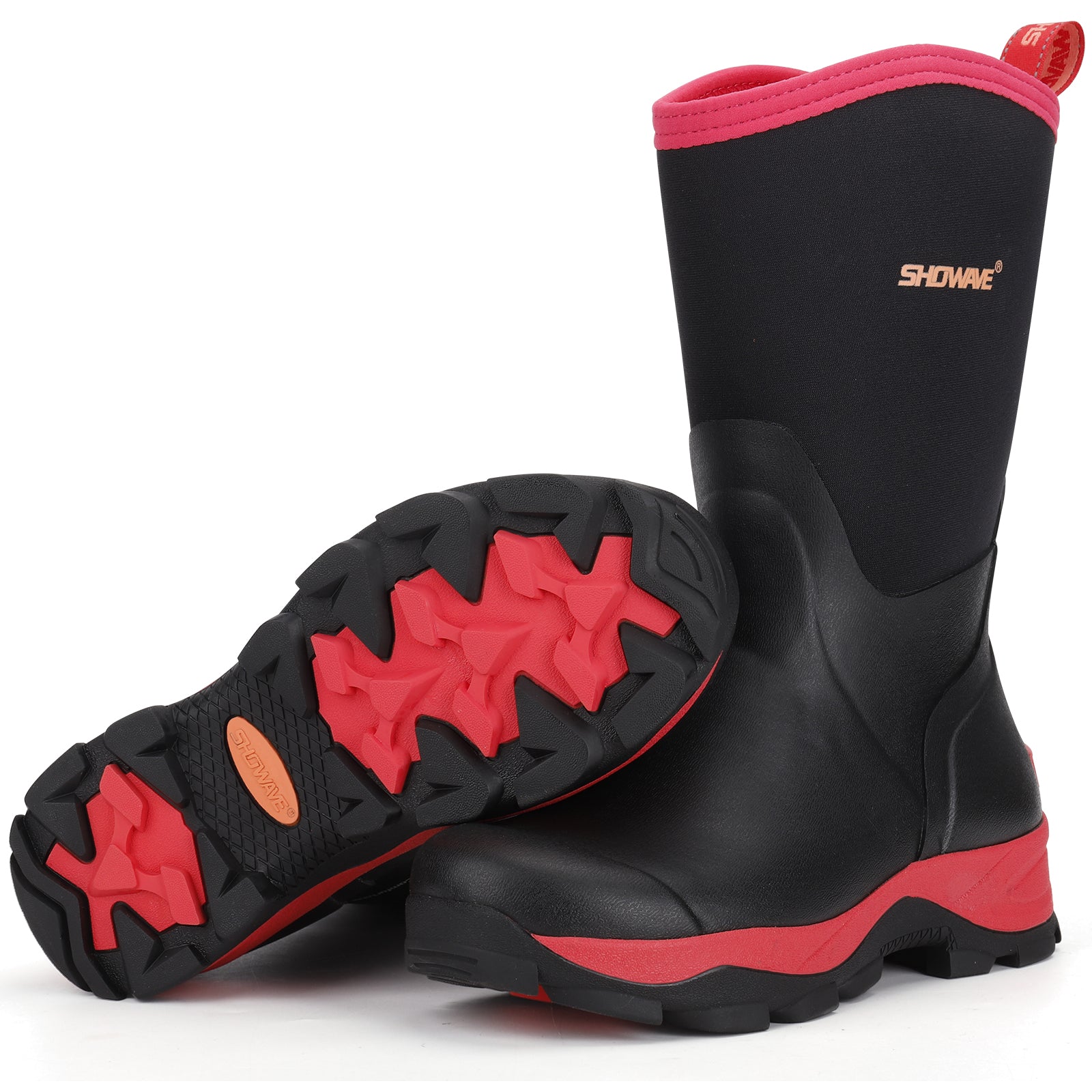 Showave Rubber Boots for Women Mid Calf Rain Boots Women Insulated Garden Boot Waterproof Durable Mud Boot for Hunting Farming Working