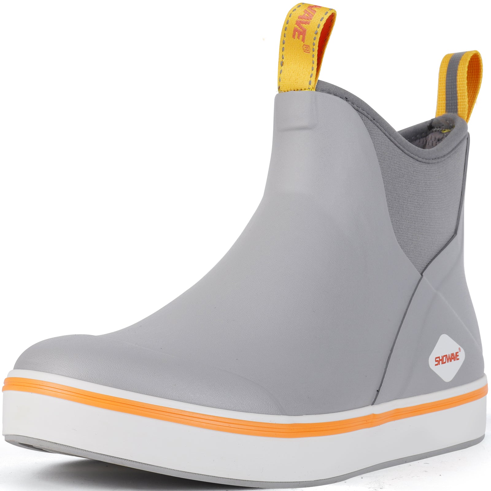 Showave Men's Deck Boots Waterproof Ankle Rubber Rain Boots Non-slip Boat Booties