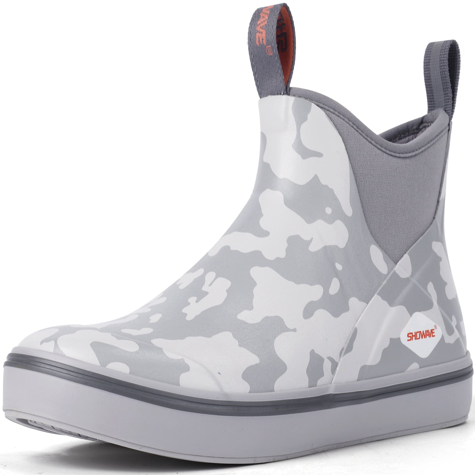 Showave Men's Deck Boots Waterproof Ankle Rubber Rain Boots Non-slip Boat Booties