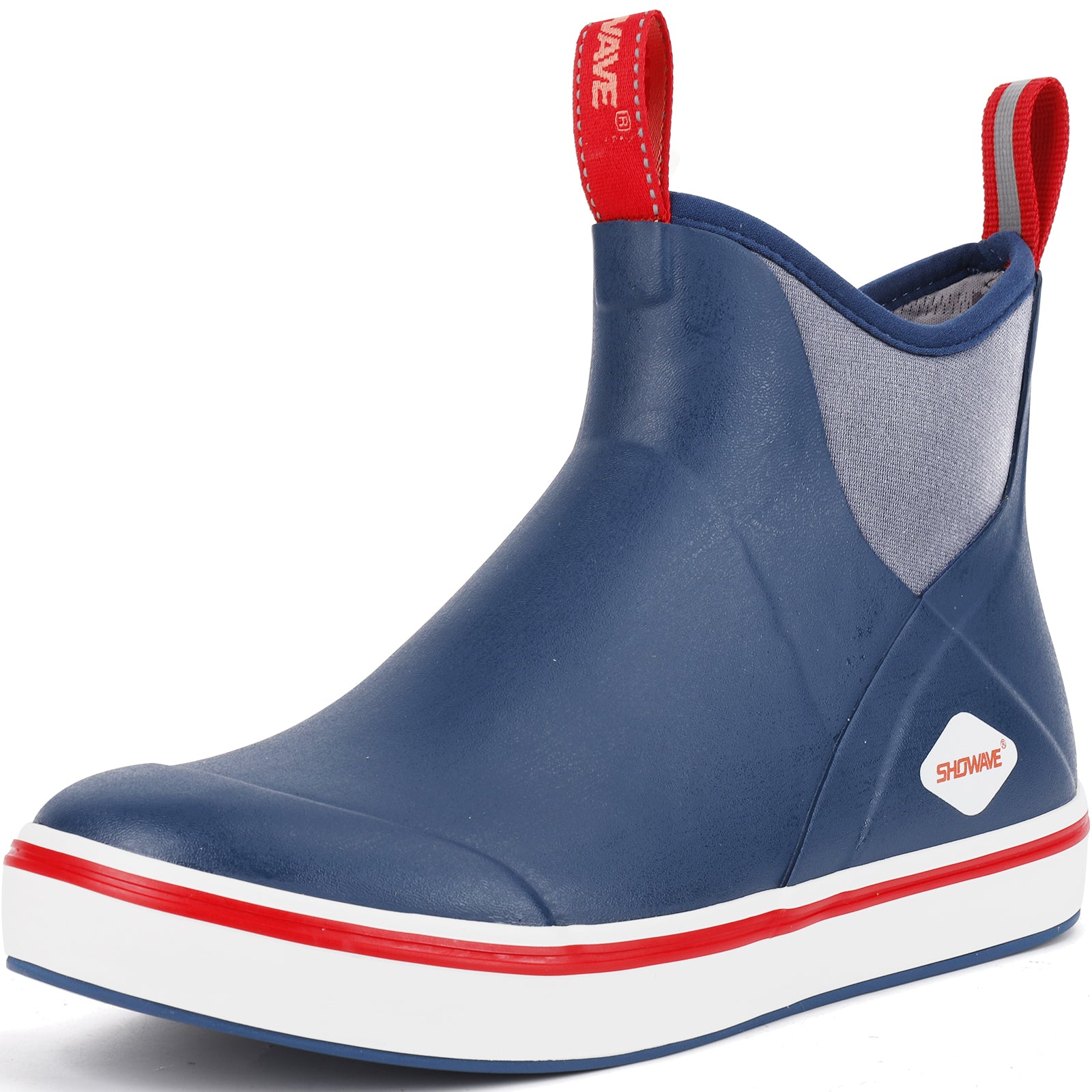 Showave Men's Deck Boots Waterproof Ankle Rubber Rain Boots Non-slip Boat Booties