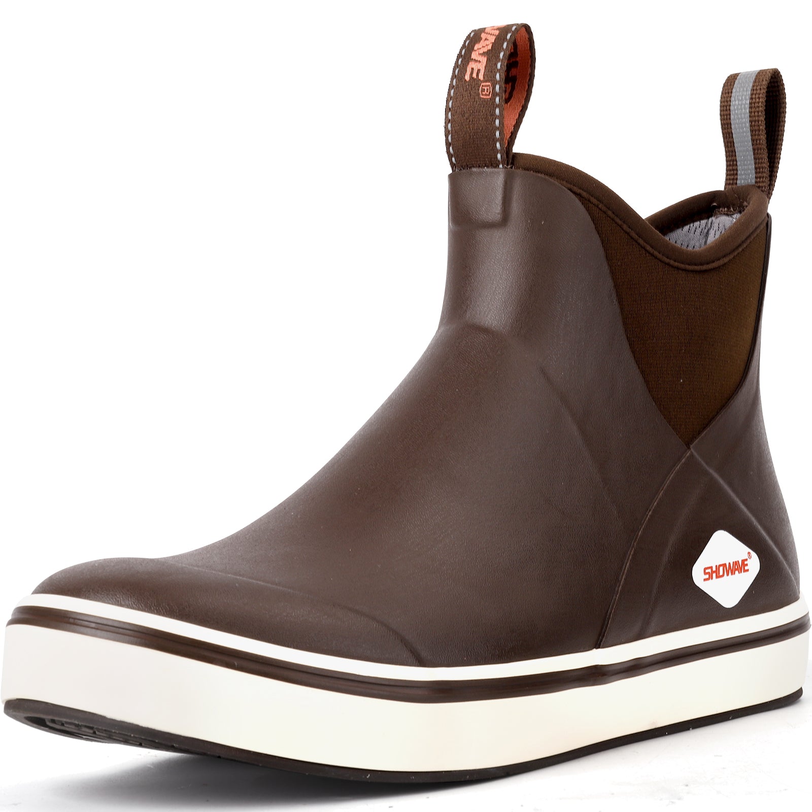 Showave Men's Deck Boots Waterproof Ankle Rubber Rain Boots Non-slip Boat Booties