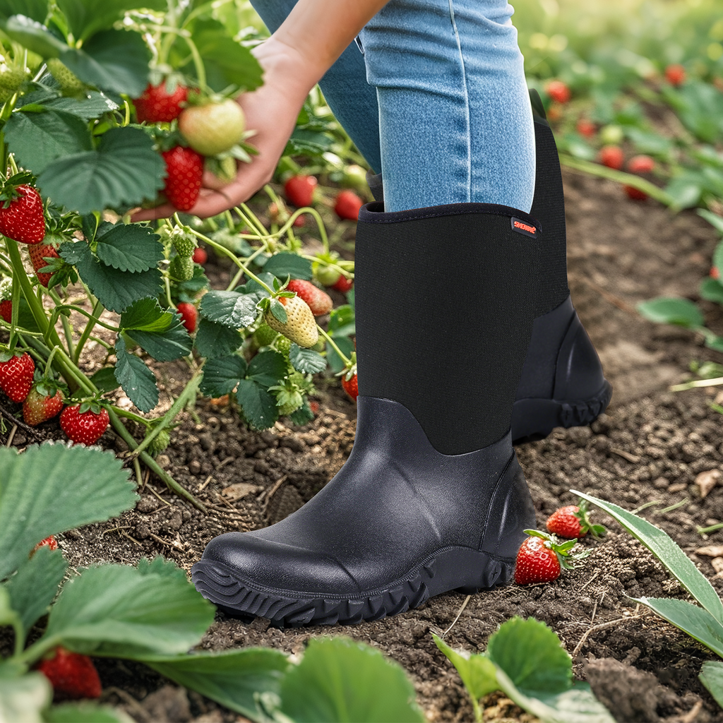 Showave Women's Waterproof Garden Boots – Rubber Rain Boots for Gardening, Farming & Outdoor Work