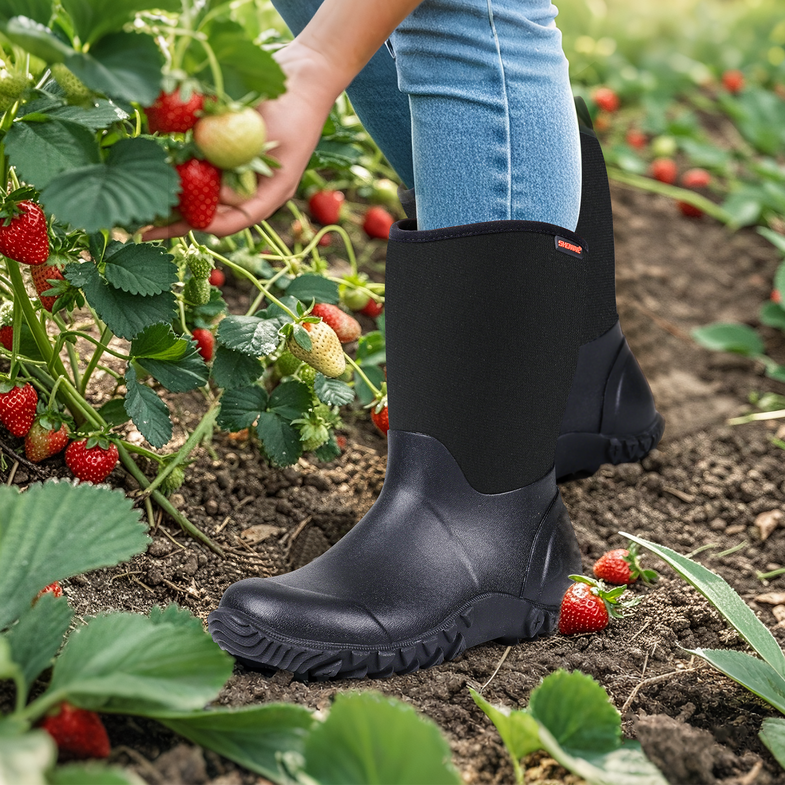Showave Women's Waterproof Garden Boots – Rubber Rain Boots for Gardening, Farming & Outdoor Work