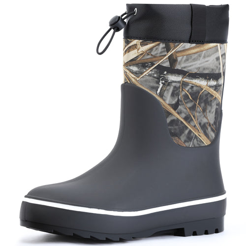 Showave Kid's Rain Boots for Boys & Girls - Waterproof Durable Rubber Mid-Calf Mud Boots