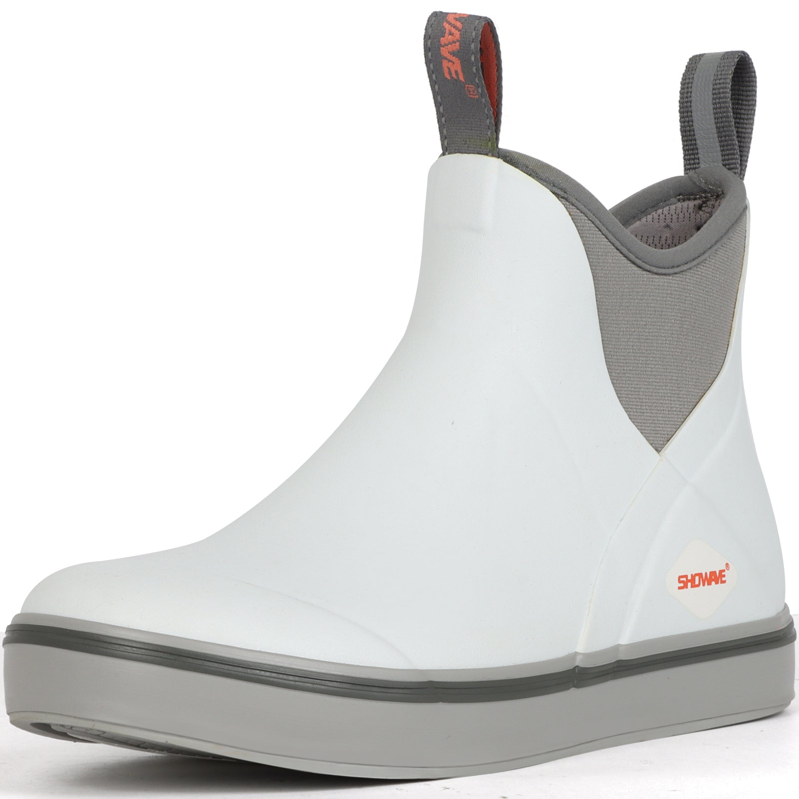 Showave Men's Deck Boots Waterproof Ankle Rubber Rain Boots Non-slip Boat Booties