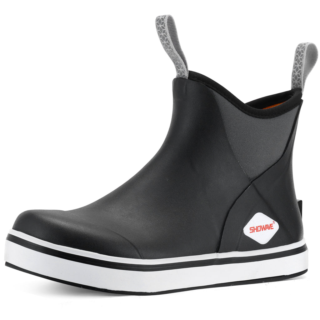 Showave Kid's Deck Boots Waterproof Ankle Rain Boots for Boys Girls Insulated Neoprene Rubber Boots Non-slip Child Rain Shoes
