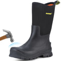 Showave Men's 13" Rubber Work Boots Steel Toe Rain Boots Waterproof Hunting Boot for Farming Construction Fishing Outdoor