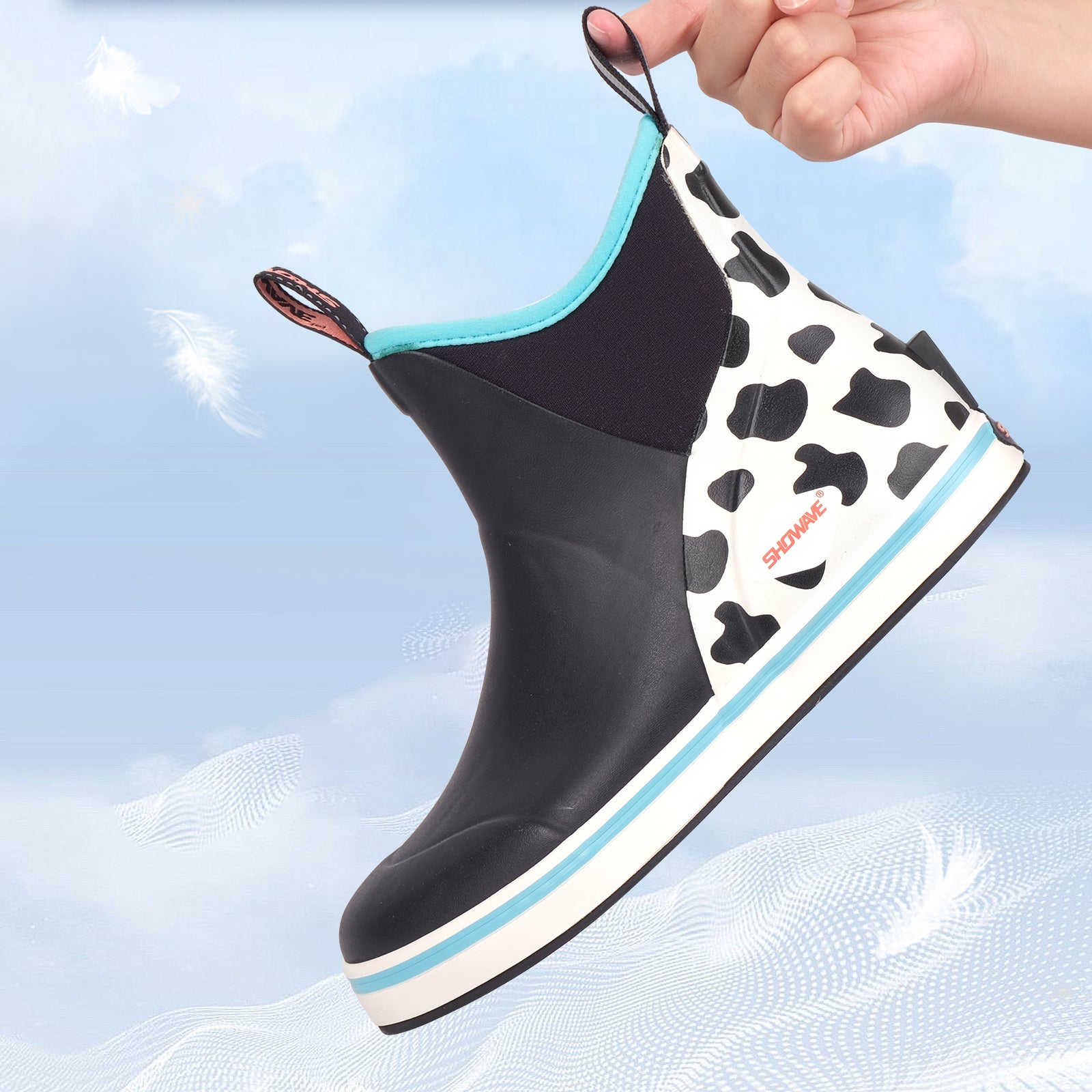 Showave Women's Waterproof Ankle Deck Boots – Non-Slip Rubber Rain Boots for Boating, Fishing & Gardening
