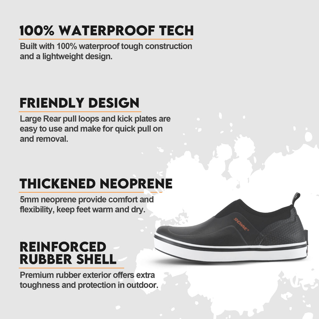 Showave Men's Deck Shoes Waterproof Short Rain Boots Breathable Sports Sailing Booties Non-Slip Rubber Boots Low Cut for Outdoor Fishing Gardening Walking