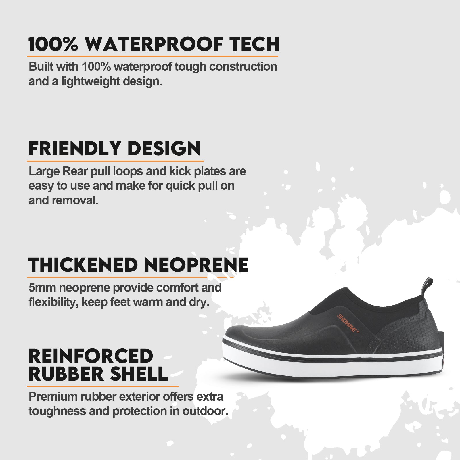 Showave Men's Deck Shoes Waterproof Short Rain Boots Breathable Sports Sailing Booties Non-Slip Rubber Boots Low Cut for Outdoor Fishing Gardening Walking