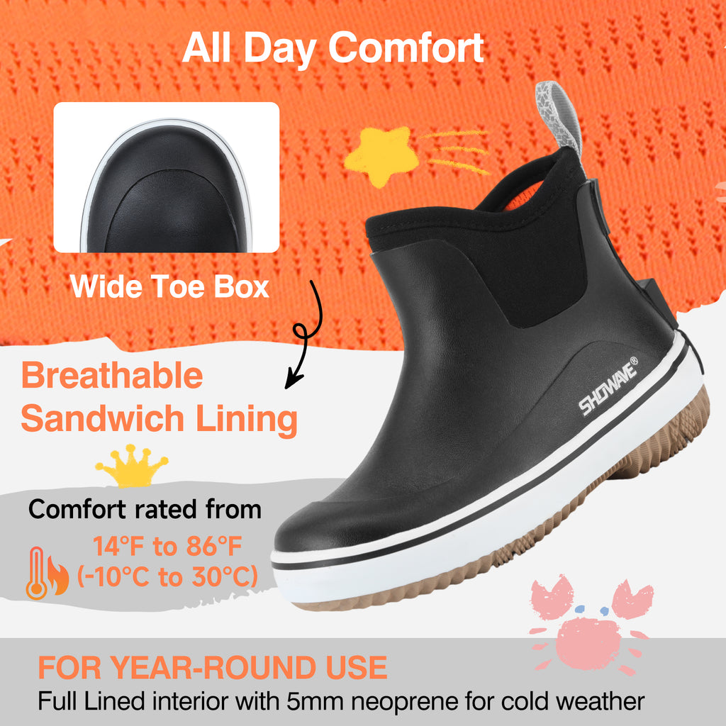 Showave Kid's Rain Boots - Lightweight Waterproof Mud Boots for Boys & Girls