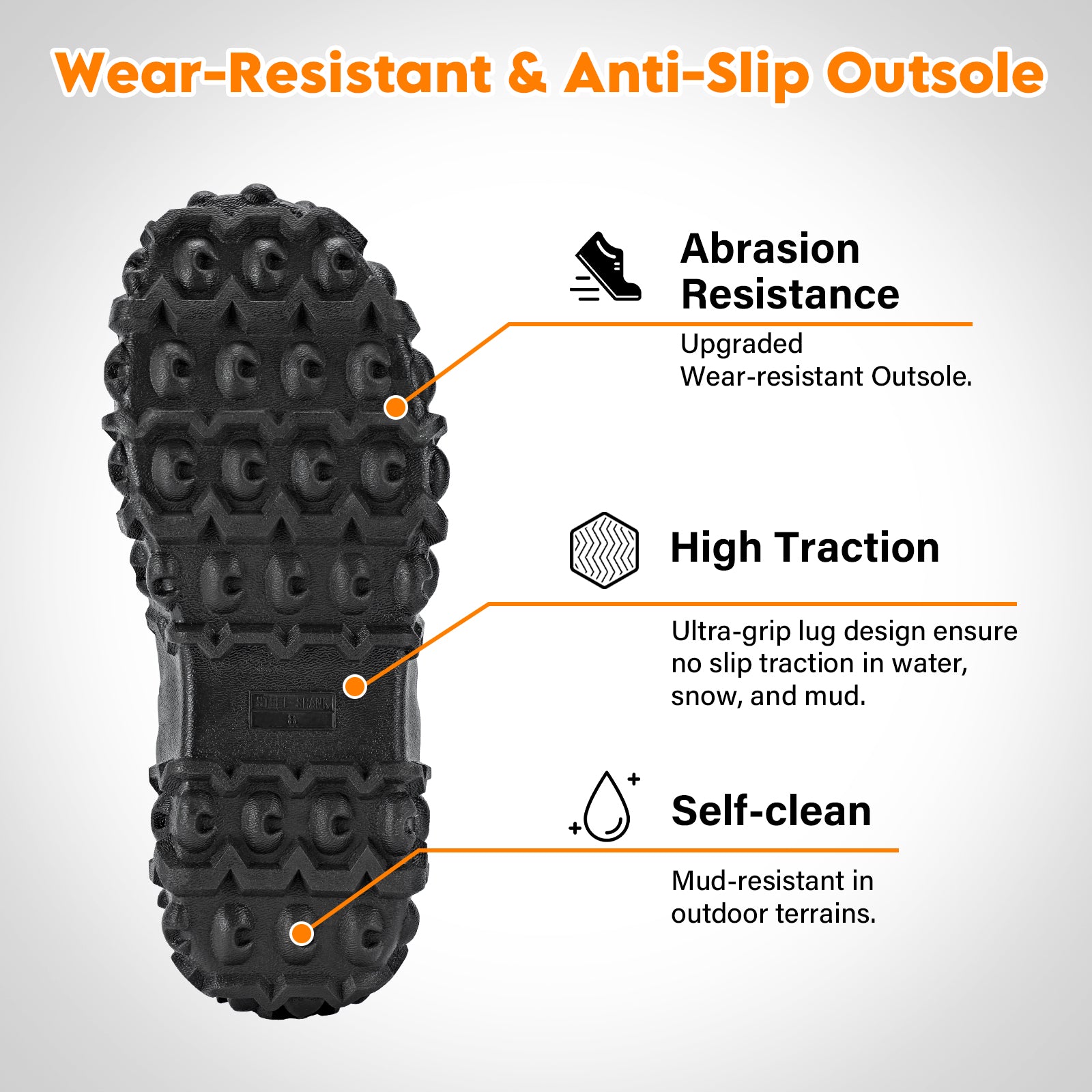 Showave Men's Waterproof Ankle Rain Boots