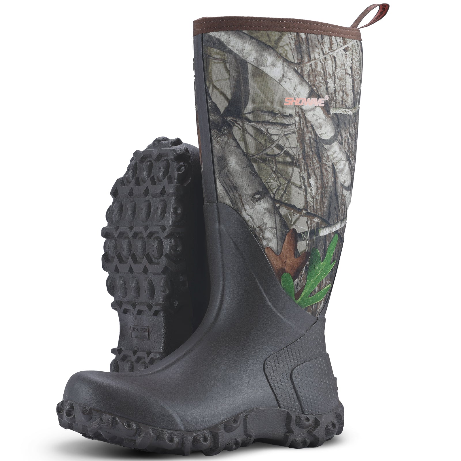 Showave Rain Boots for Men Waterproof Insulated Rubber Neoprene Boots Heavy-duty Mud Boot for Farming Raining Fishing Gardening Yard Work