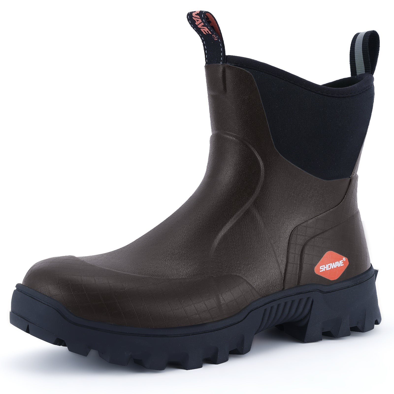 Showave Men's Short Rubber Boots Waterproof Rain Boots Insulated Working Booties with Comfortable Sports Sole