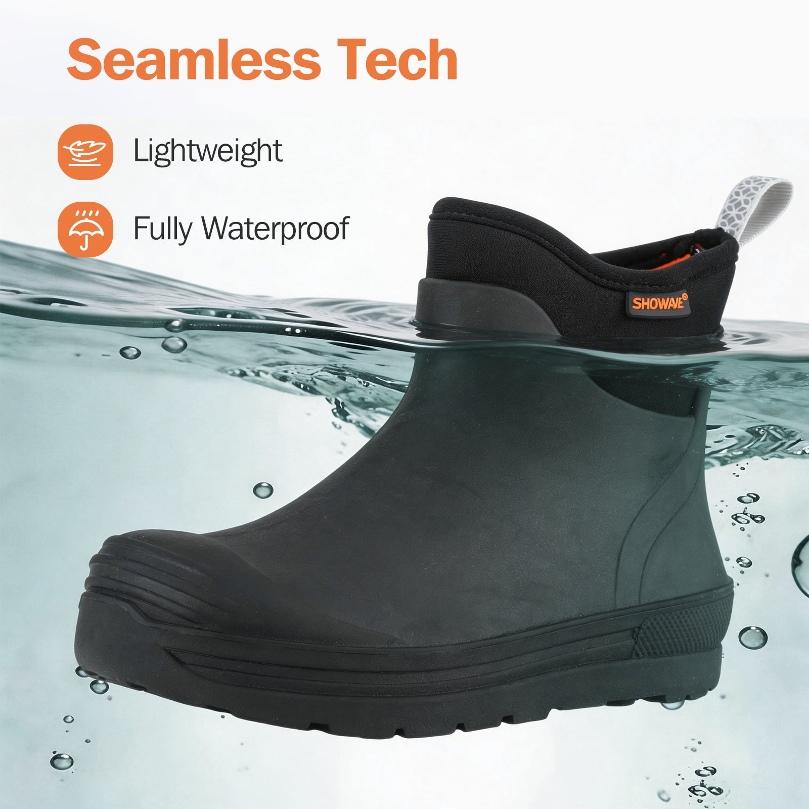 Showave Unisex-Child Ankle Rain Boots Kids Deck Boot Waterproof Lightweight Rubber Mud Booties for Boys Girls