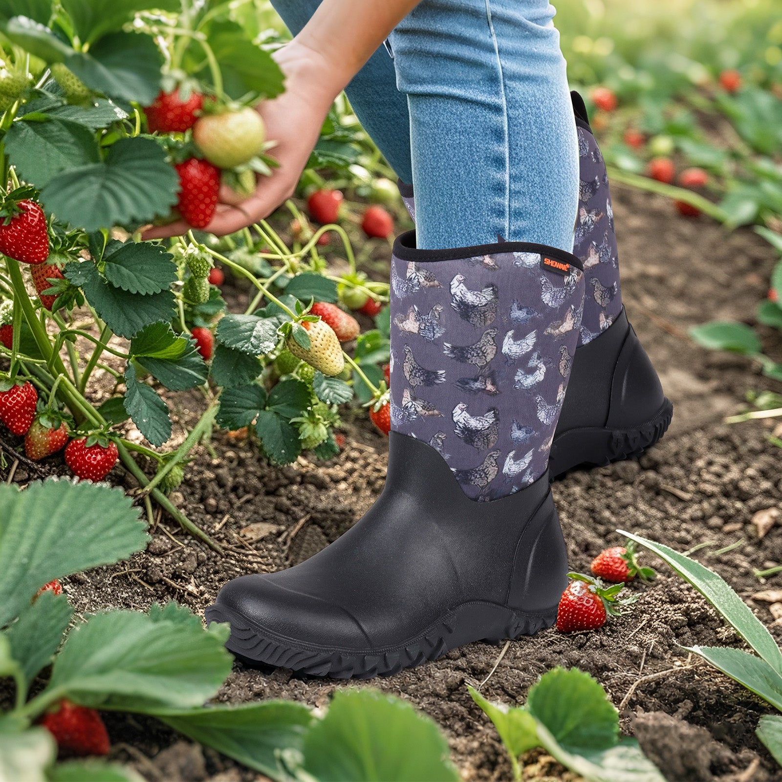 Showave Women's Waterproof Garden Boots – Rubber Rain Boots for Gardening, Farming & Outdoor Work