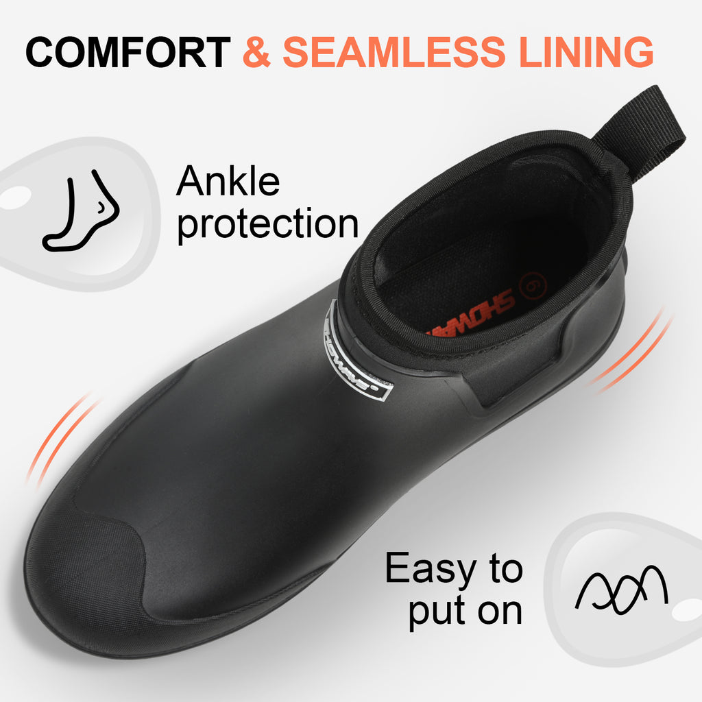 Showave Women's Ankle Rain Boots - Waterproof Short Rubber Chelsea Boot for Farming Fishing Outdoor