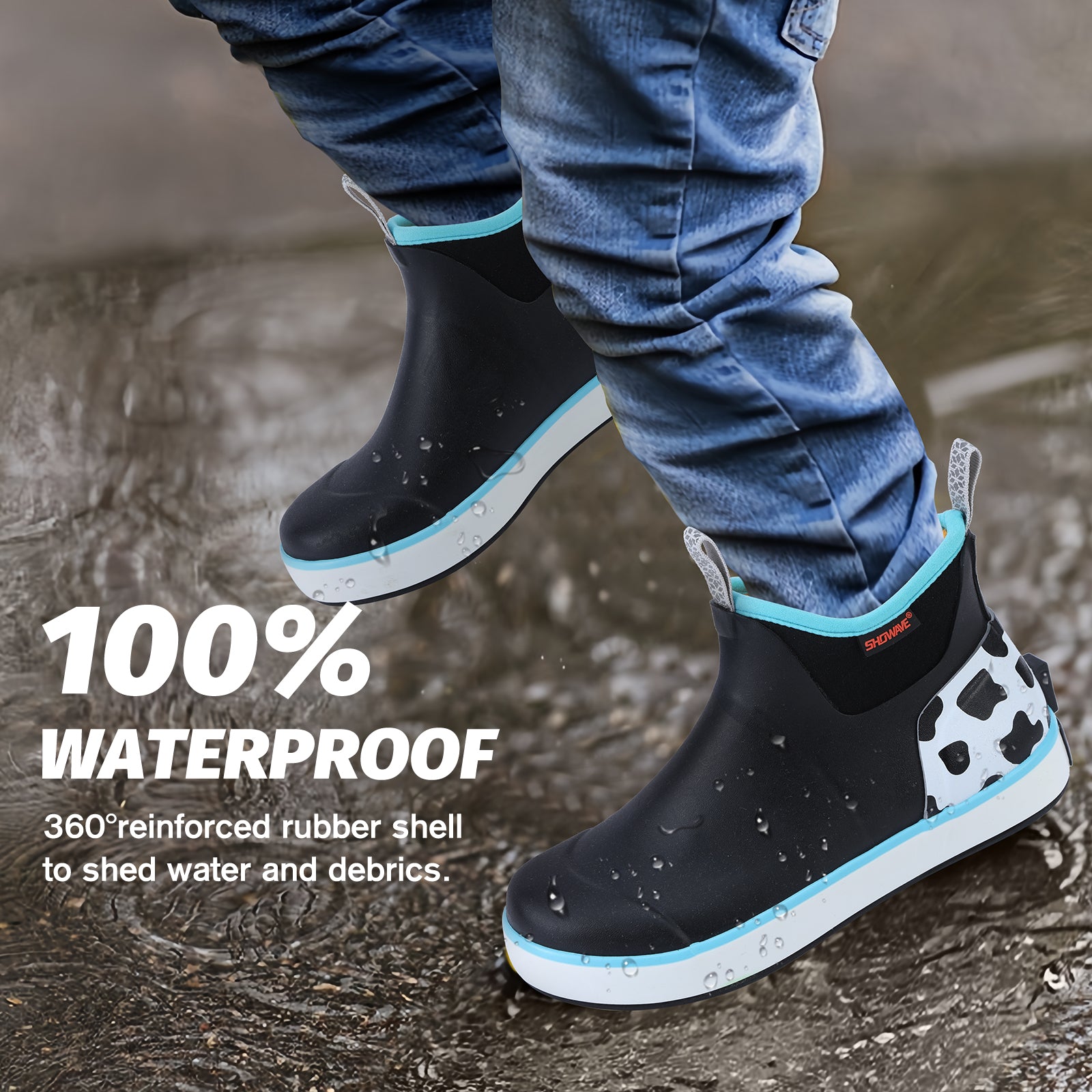 Showave Kid's Rain Boots – Waterproof Neoprene Ankle Boot