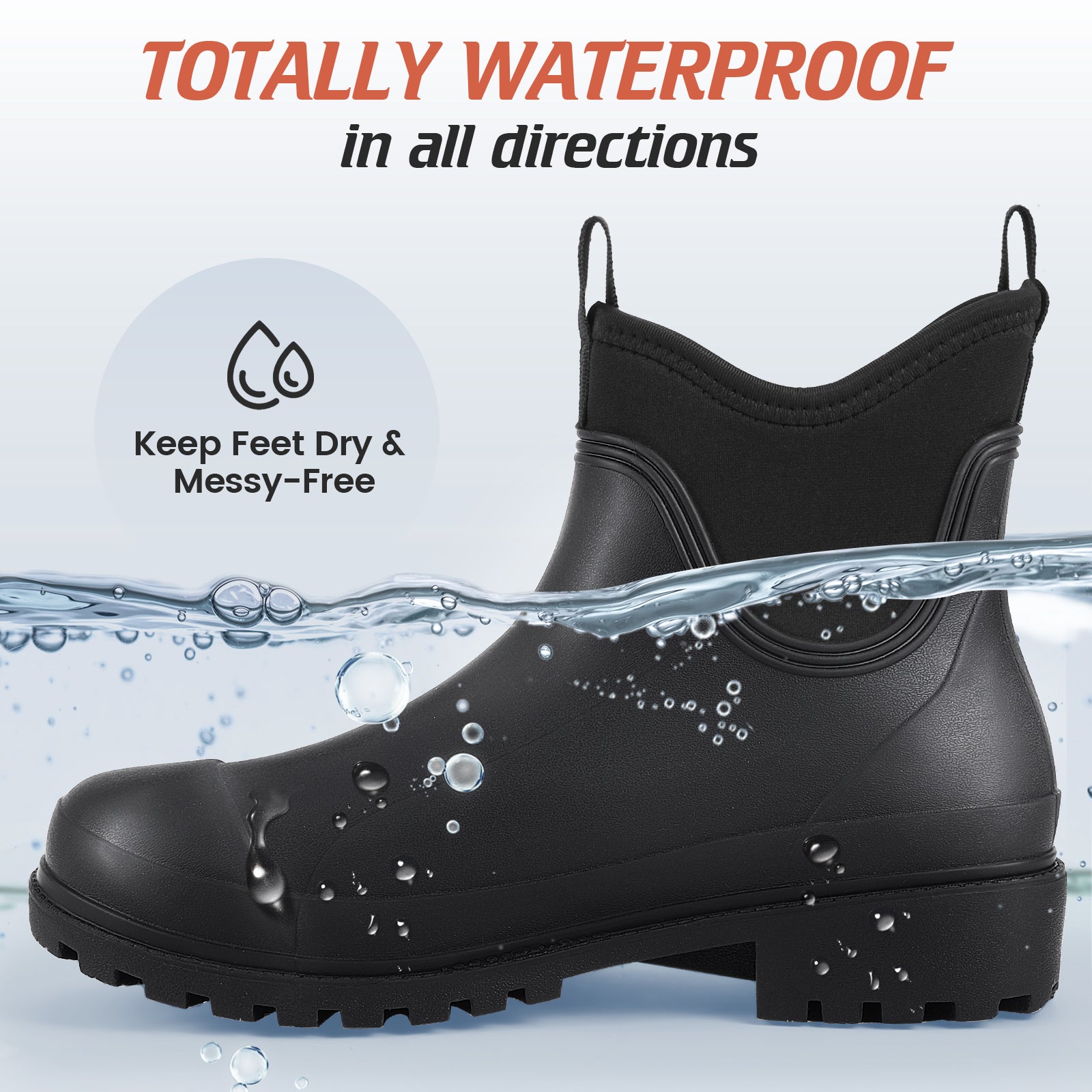 Showave Women's Waterproof Chelsea Ankle Rain Boots – Neoprene Lined Rubber Garden Boot for Everyday Wear