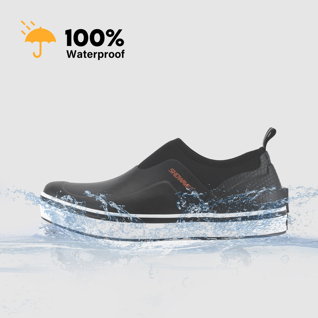 Showave Men's Deck Shoes Waterproof Short Rain Boots Breathable Sports Sailing Booties Non-Slip Rubber Boots Low Cut for Outdoor Fishing Gardening Walking