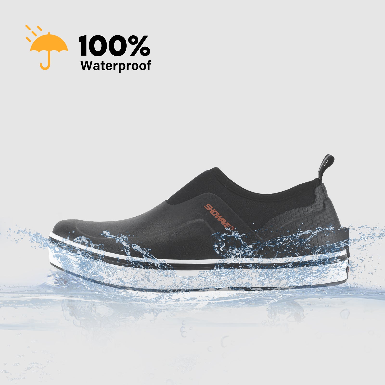 Showave Men's Deck Shoes Waterproof Short Rain Boots Breathable Sports Sailing Booties Non-Slip Rubber Boots Low Cut for Outdoor Fishing Gardening Walking