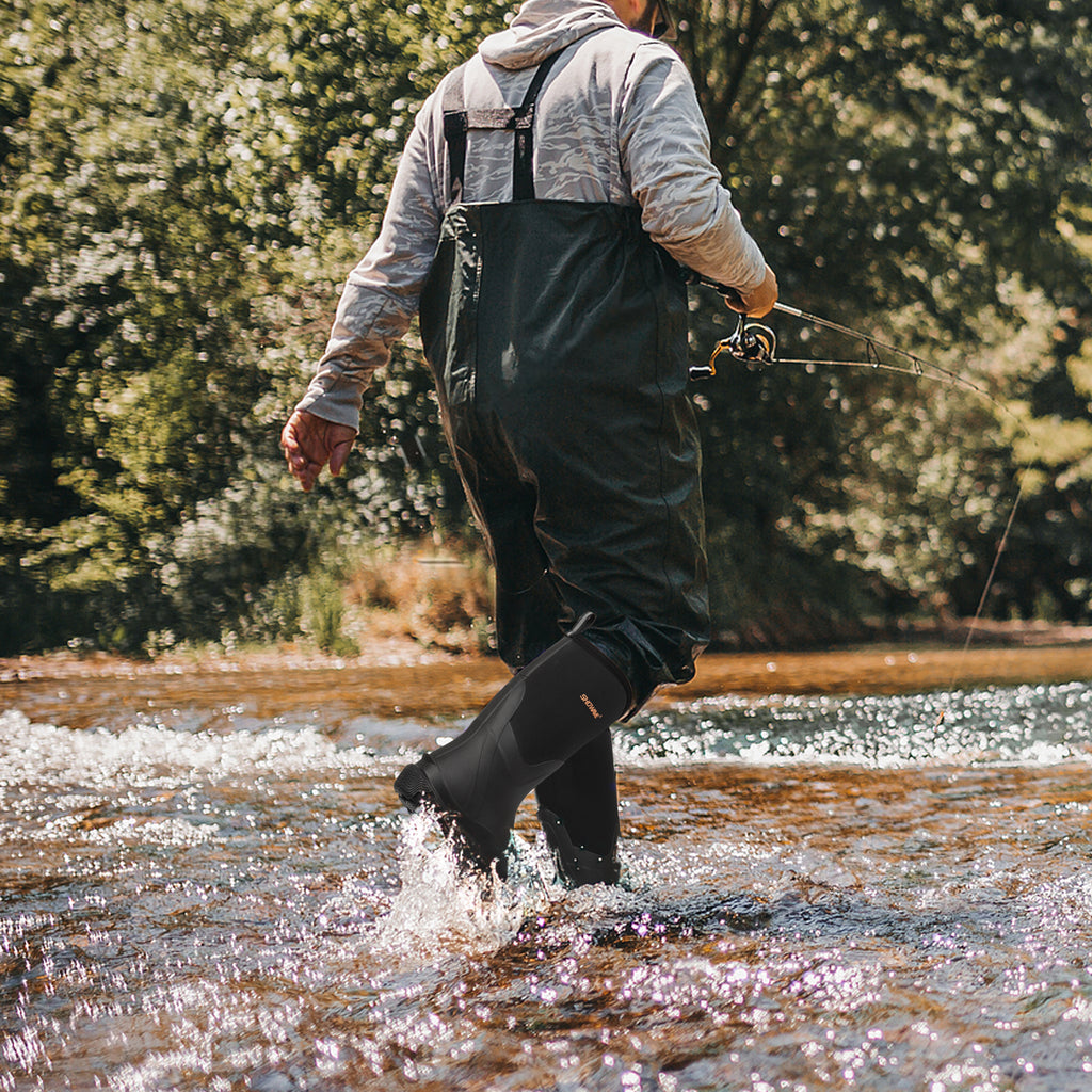Showave Classic Men's Waterproof Rubber Boots – Neoprene Mud Boot for Farming & Hunting