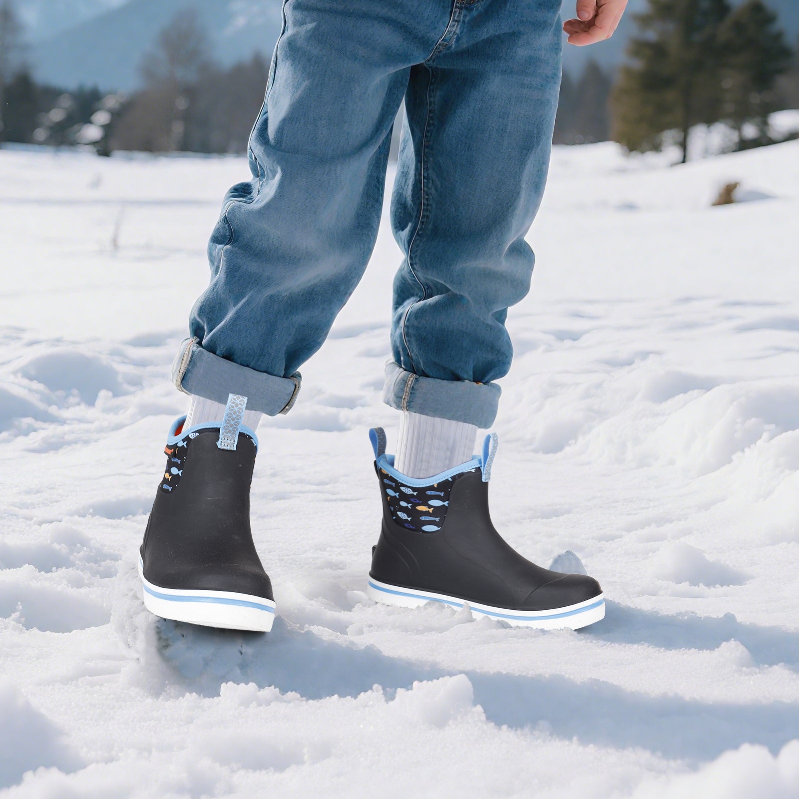 Showave Kids Ankle Rain Boots - Waterproof Lightweight Rubber Mud Booties for Boys & Girls