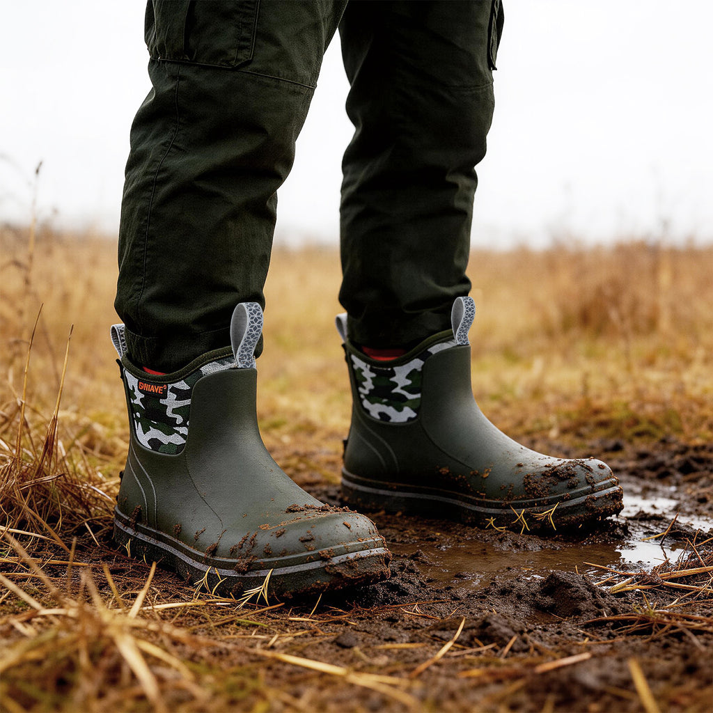 Showave Kids Ankle Rain Boots - Waterproof Lightweight Rubber Mud Booties for Boys & Girls