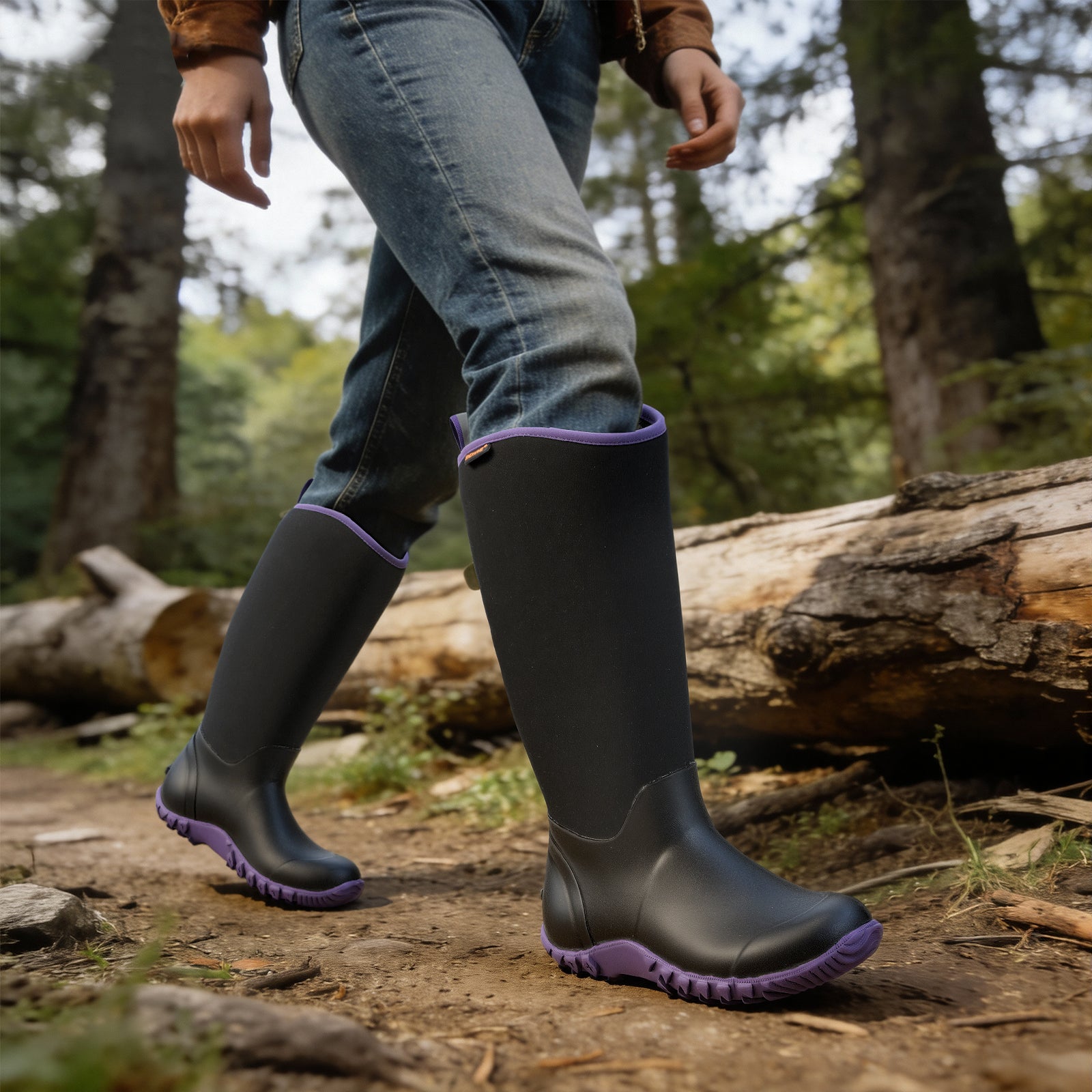 Showave Women's Tall Insulated Rubber Rain Boots - Waterproof Neoprene Mud Boot