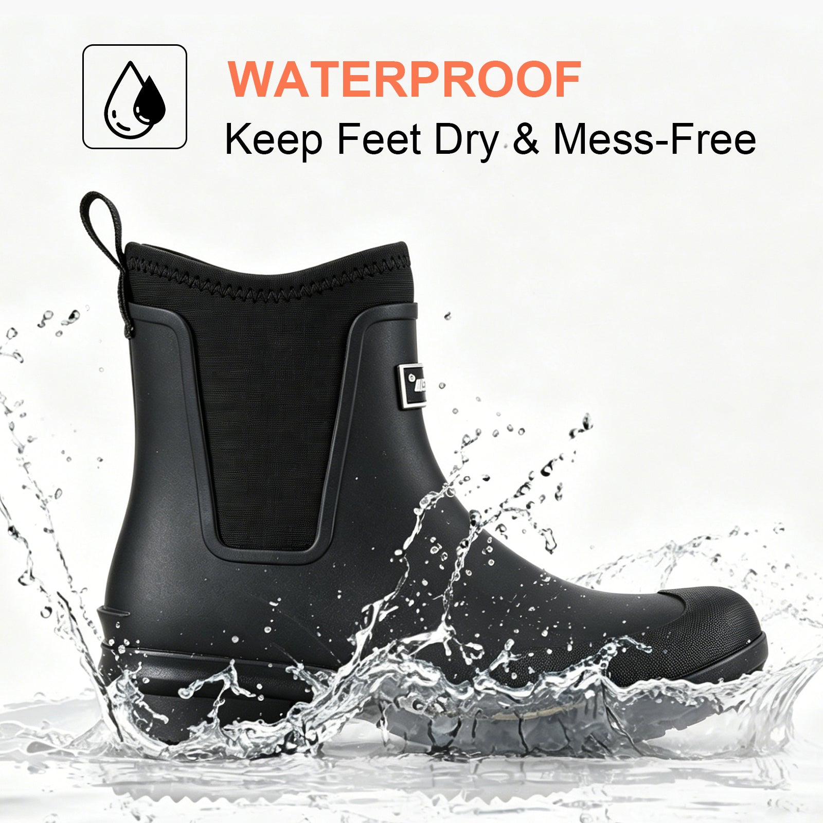Showave Women's Ankle Rain Boots - Waterproof Short Rubber Chelsea Boot for Farming Fishing Outdoor