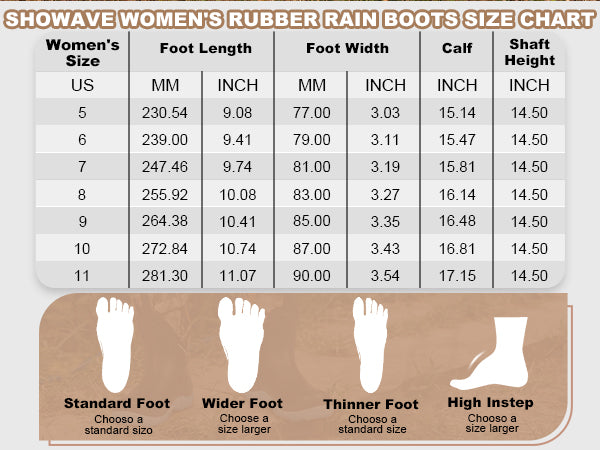 Showave Women's Tall Insulated Rubber Rain Boots – Waterproof Neoprene Mud Boot for Gardening Farming Fishing