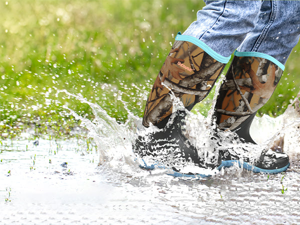 Showave Women's Tall Insulated Rubber Rain Boots – Waterproof Neoprene Mud Boot for Gardening Farming Fishing