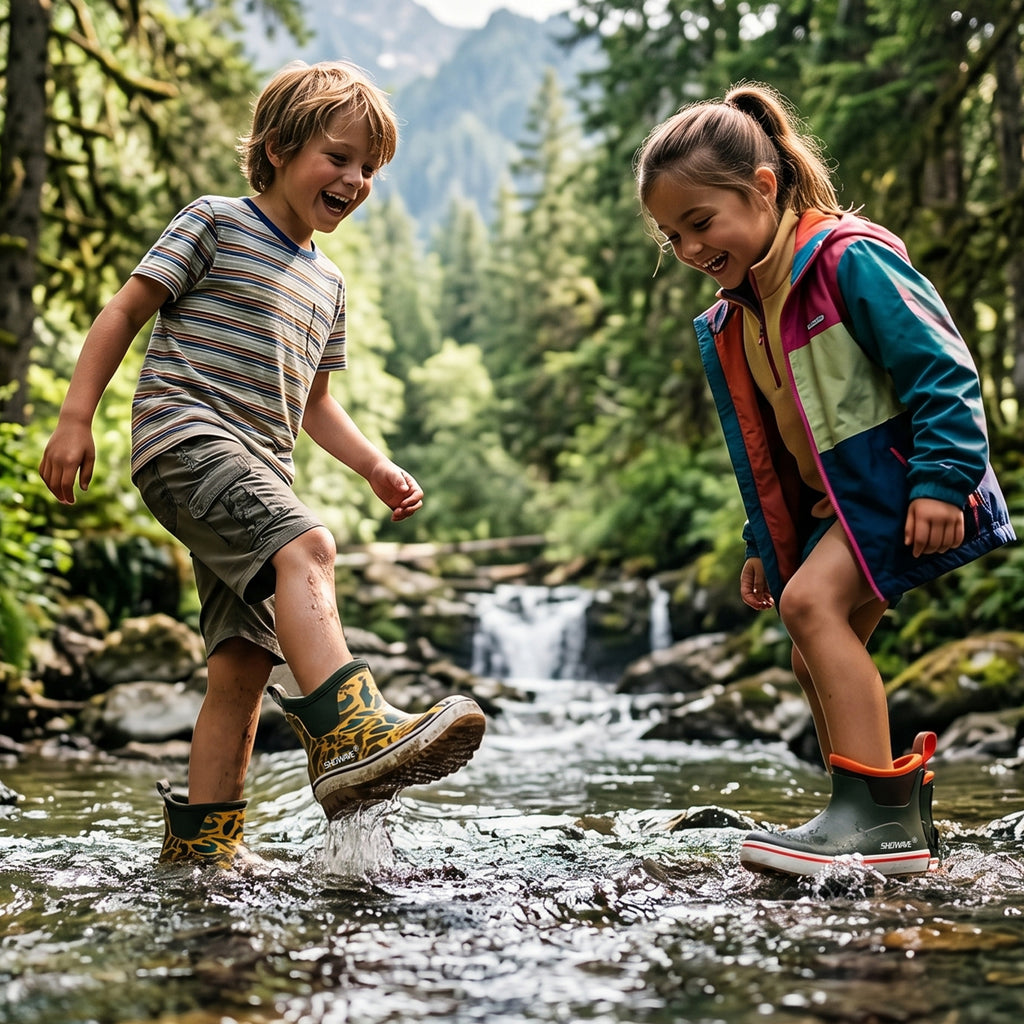 Showave Kid's Rain Boots - Lightweight Waterproof Mud Boots for Boys & Girls