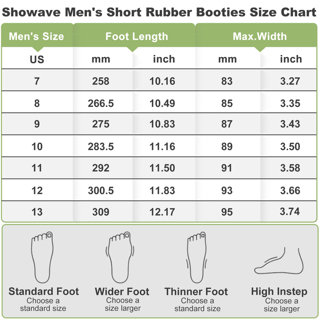 Showave Men's Rubber Boots Waterproof Rain Footwear Durable Short Hunting Boots for Mud Gardening Yard and Chore Working