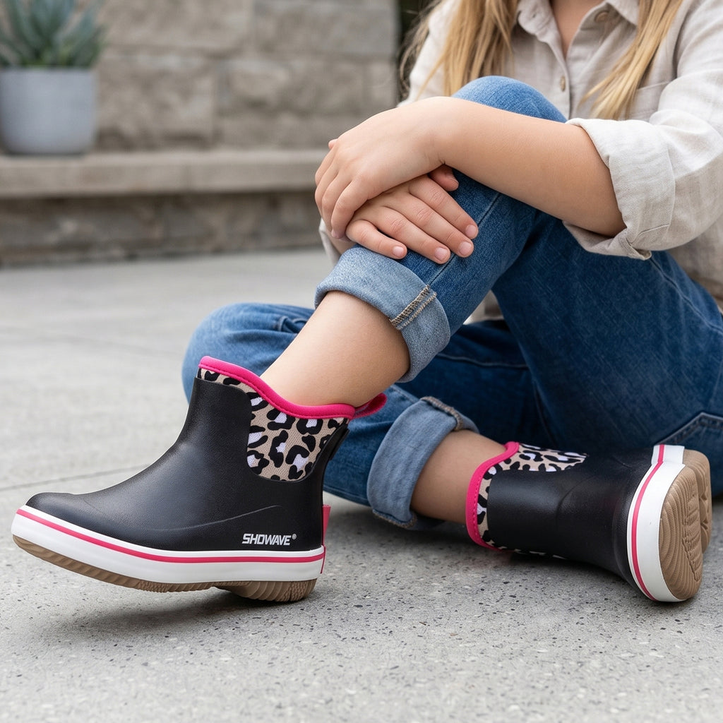 Showave Kid's Rain Boots - Lightweight Waterproof Mud Boots for Boys & Girls