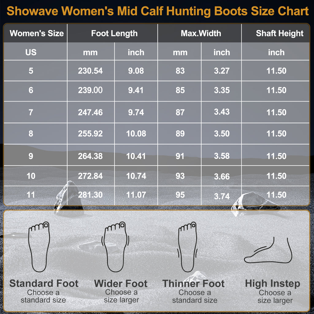 Showave Rubber Boots for Women Mid Calf Rain Boots Women Insulated Garden Boot Waterproof Durable Mud Boot for Hunting Farming Working
