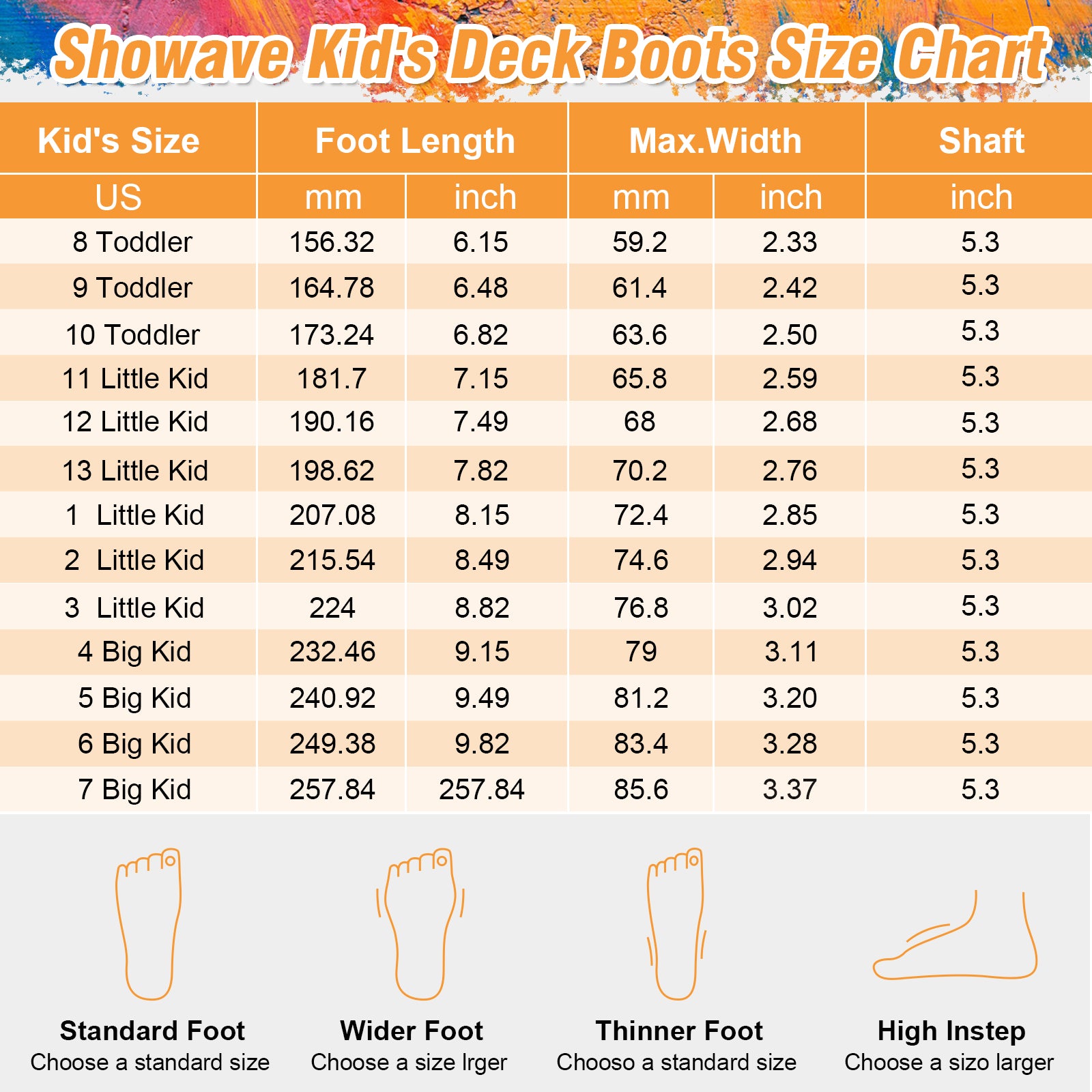 Showave Kid's Deck Boots Waterproof Ankle Rain Boots for Boys Girls Insulated Neoprene Rubber Boots Non-slip Child Rain Shoes