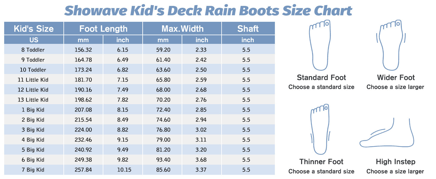 Showave Kid's Rain Boots – Waterproof Neoprene Ankle Boot